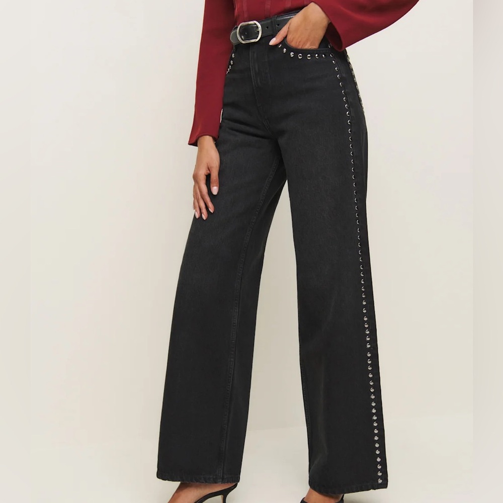 Cary High Rise Slouchy Wide Leg Jeans - women’s 31 in vana studded